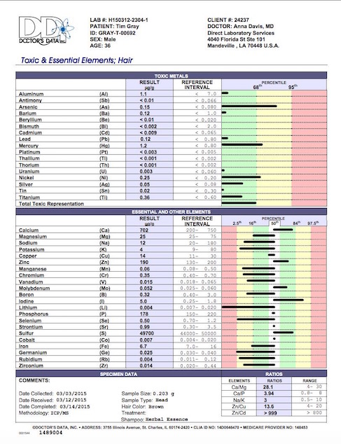 My first Doctors Data Toxic and Essential Elements Hair test